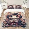 3pcs Cute Cat Character Quilt Cover Set, Soft and Cozy Bedroom