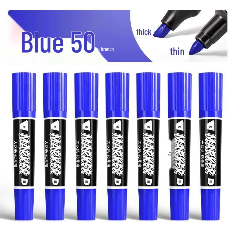 Large Double-Headed Oily Waterproof Marker - Black & Red Broad Tip, Non-Fading, Oil-Proof for Industrial Use