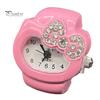 Cat Shape Ring Watch Cartoon Finger Rhinestone Bowknot Elastic Stainless Steel Band Women Birthday Gift Fashion Accessories