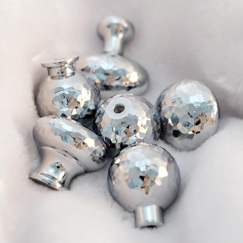 Brass Silver Ball Furniture Pull Handles Hand-Forged Hammer Cabinet Handles Door Drawer Knob Kitchen Wardrobe Cupboard Pulls