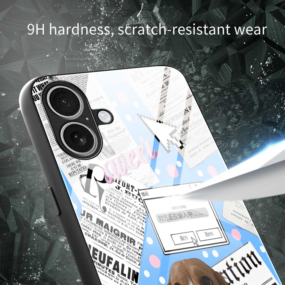 For iPhone 17 Case TPU PC Tempered Glass Pattern Printing Anti Drop Phone Back Cover