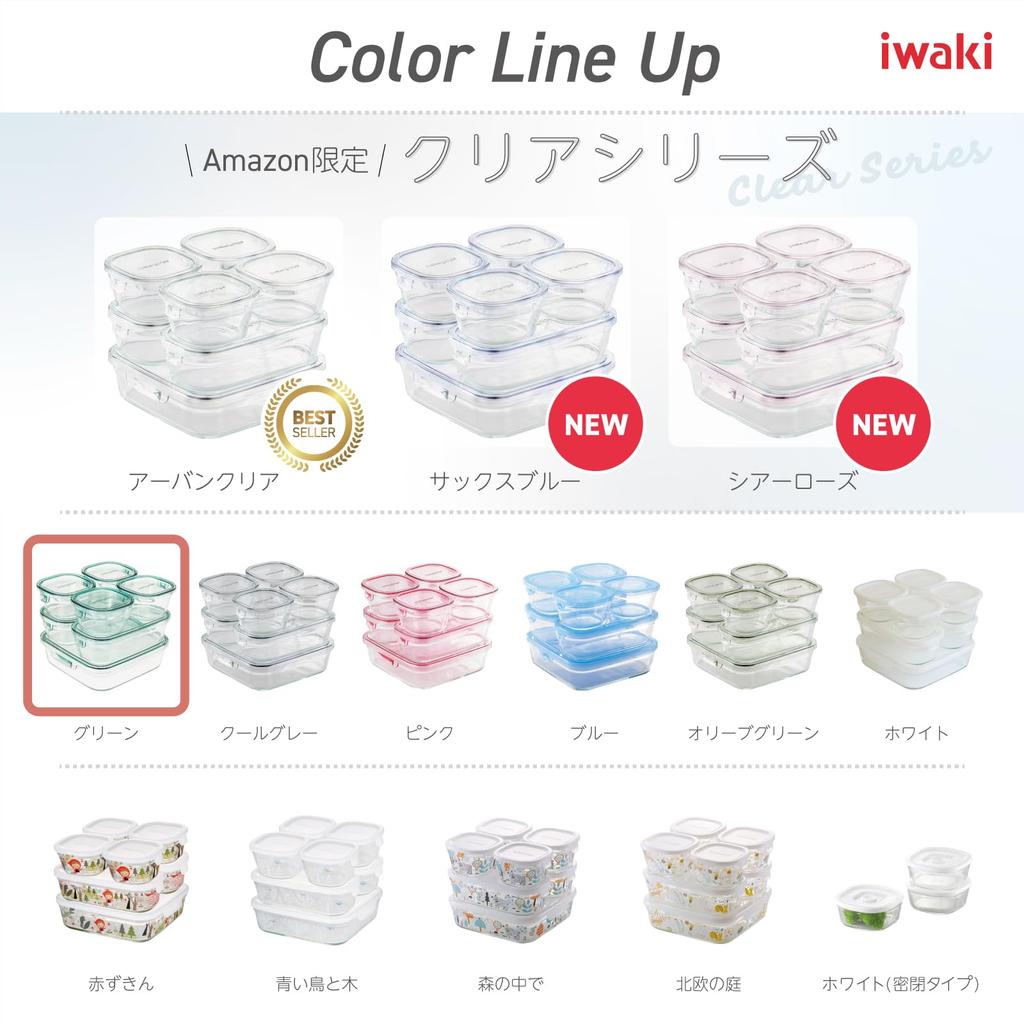 Iwaki Glas Förvaringsset av Förpacknings Värmebeständiga Behållare, Grön, 3, & Mikrovågsugn, PS-PRN-3G2