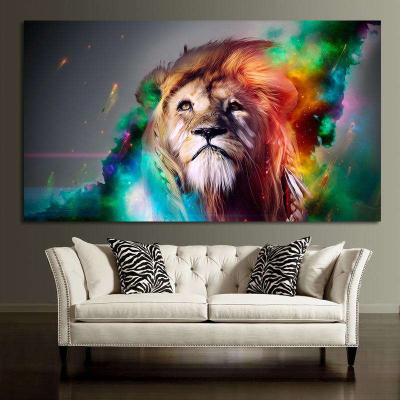 Poze de perete cu imprimeu animal de leu de culoare pentru living Cuadros Decoracion Salon Canvas Wall Art Back To The Future Paris