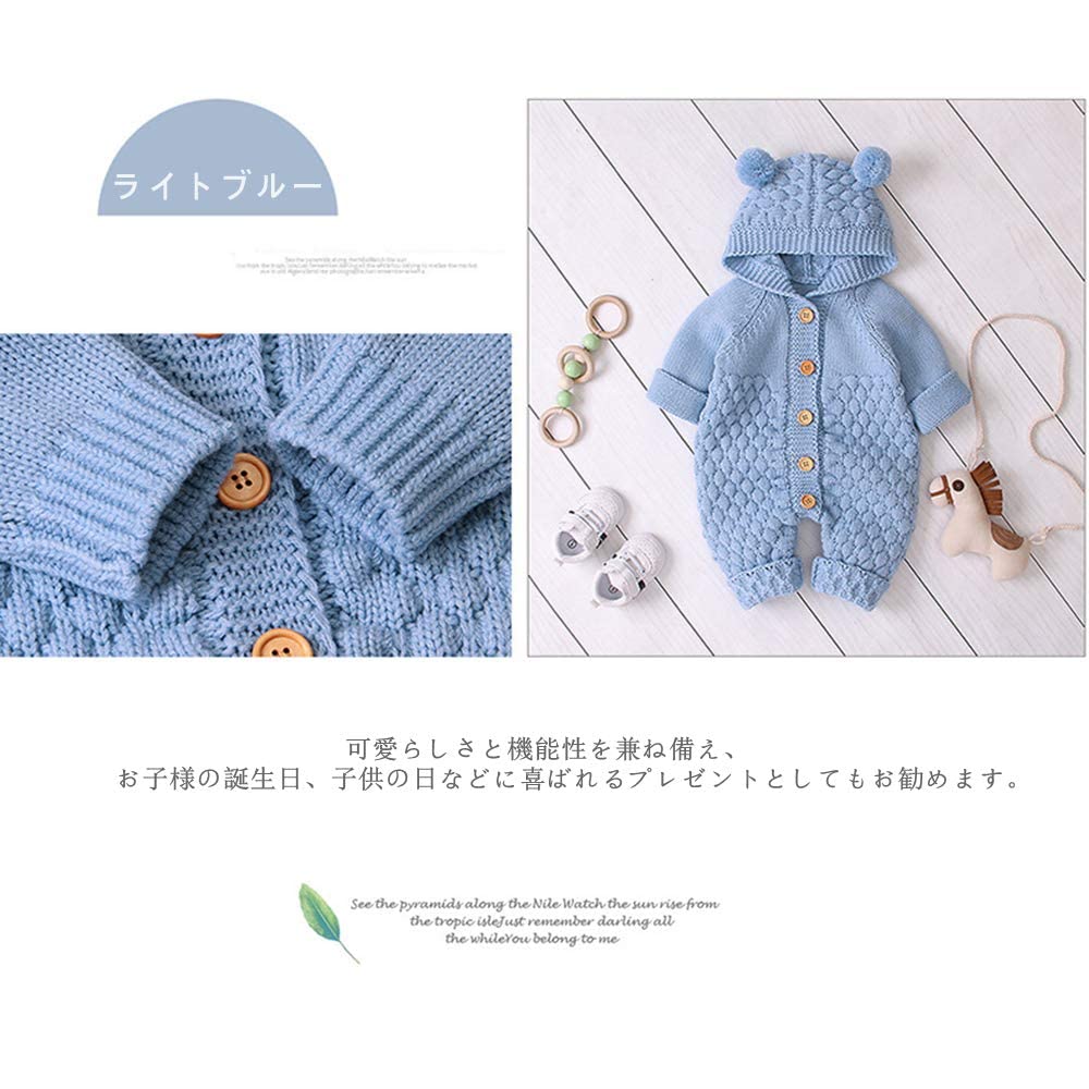 Baby Clothes Rompers Coveralls Knit Long Sleeves with Hat Newborn Clothes Baby Clothes Front Opening Spring Autumn Winter Cotton Girls Boys Easy To