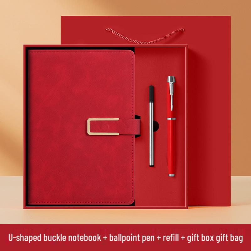 Business A5 Notebook Gift Set with U-shaped Buckle Hardcover - Customizable LOGO for Students and Offices