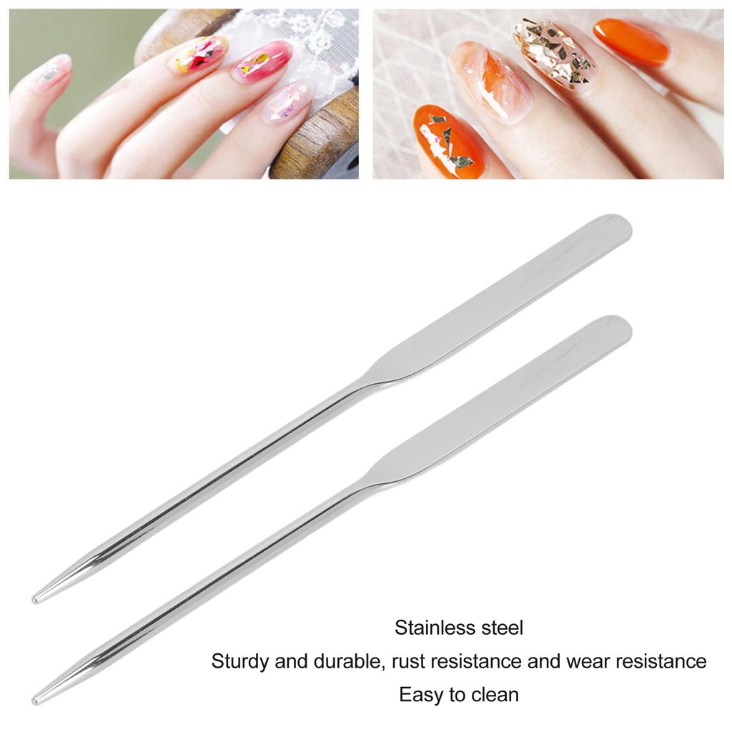 2pcs Makeup Foundation Spatula Professional Double Head Stainless Steel Cosmetic Mixing Makeup Spatula for Makeup Tool