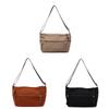 No Brand Casual Corduroy Shoulder Bag With Zipper Closure For Daily Use