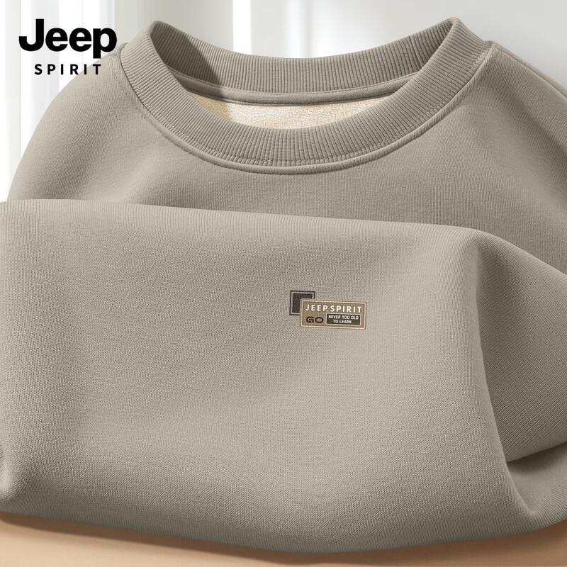 

JEEP SPIRIT Men s Thickened Crewneck Warm Long Sleeve Sweatshirt M
