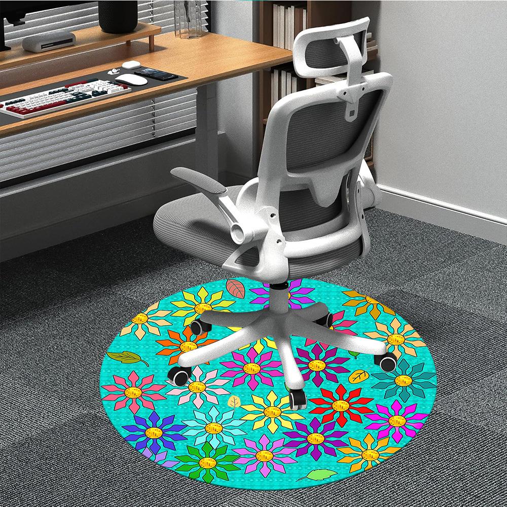 

1pc Flower Mandala Chair Carpet for Office, Non-slip, Soft and Durable Office Rug, Perfect for Office yy260131089 80cm by 80cm