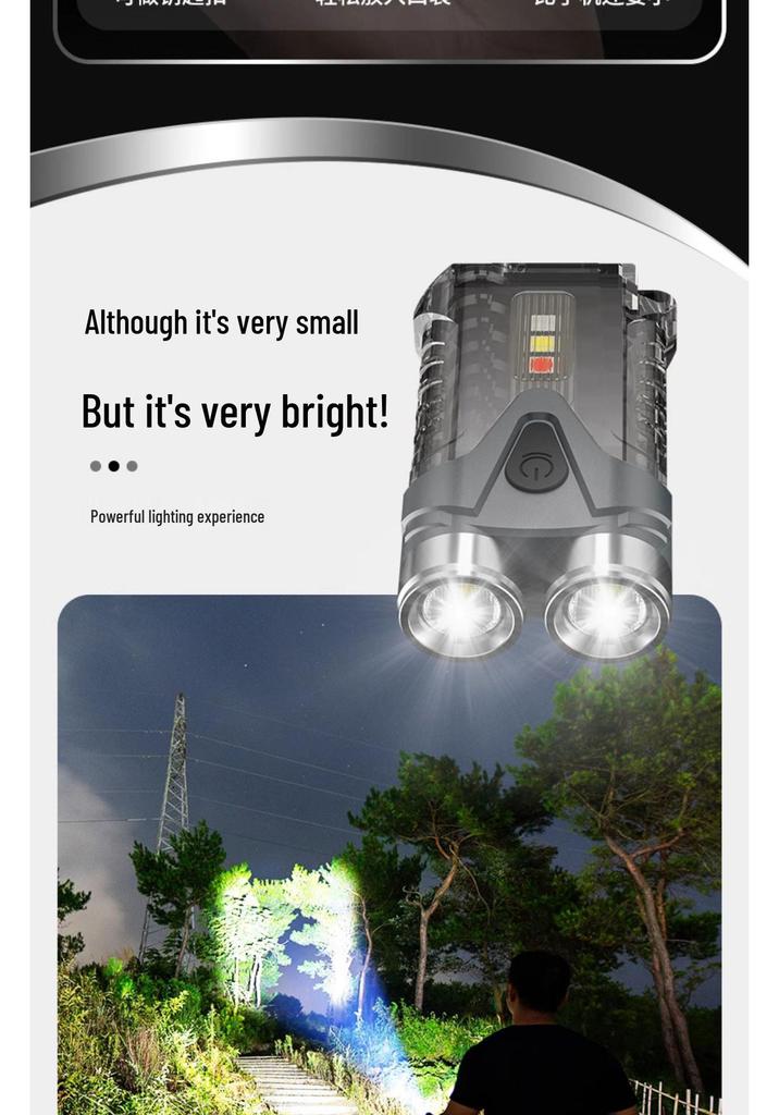 Compact Waterproof Multi-Function Keychain Flashlight with Magnetic Base and Emergency/Bike Warning Light