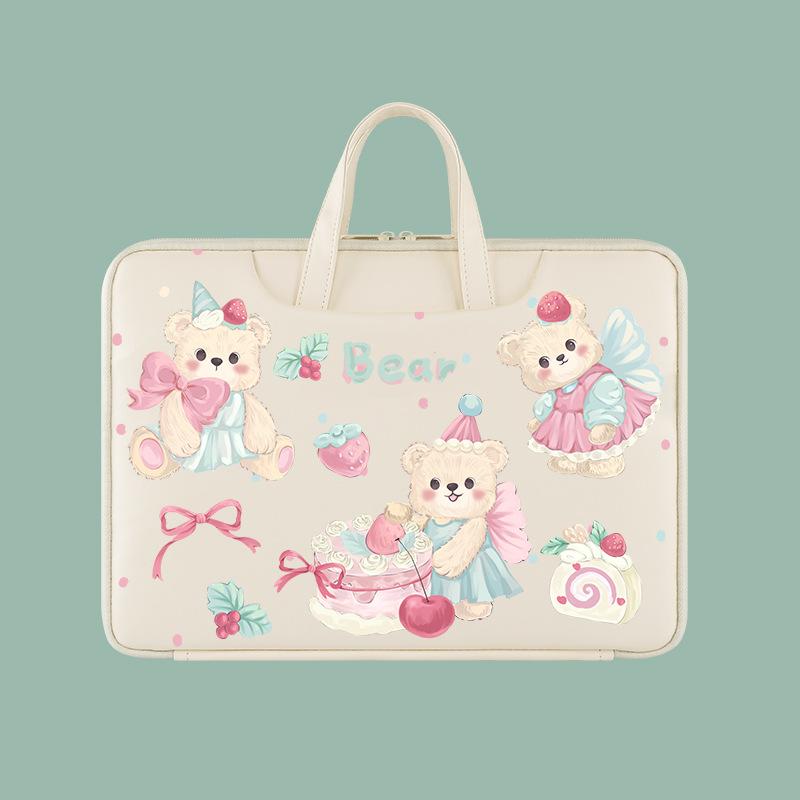 

TS JYL laptop bag,Korean Faux Leather Laptop Bag 14 Inch Notebook Business Handheld Case 13.3 inches білий