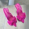 2025 New Baotou High Heel Sandals for Women's Fashion Bow Pointed Fine Follow Shoes Elegant and Elegant High Heel Shoes