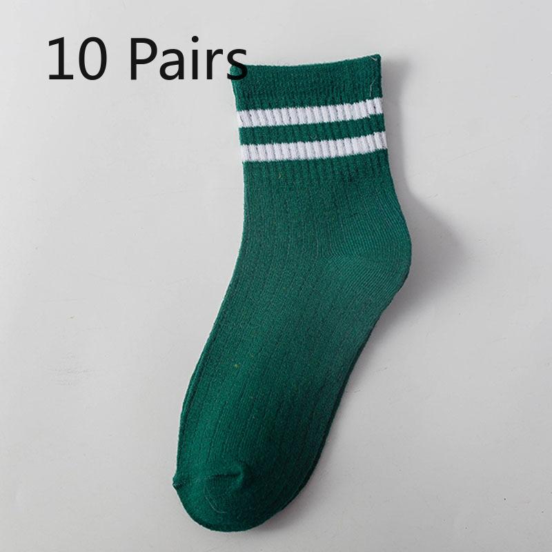 10 Pairs of Female Autumn and Winter Parallel Bars Sports College Wind Suction Sweat Breathable Tube Socks
