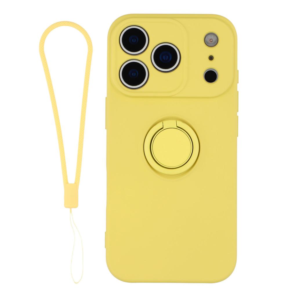 For iPhone 17 Pro Silicone Case with Strap Ring Kickstand Phone Cover