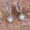 Luxury Female White Fire Opal Stone Heart Hoop Earrings Silver Color Unique Gift Party Wedding  For Women