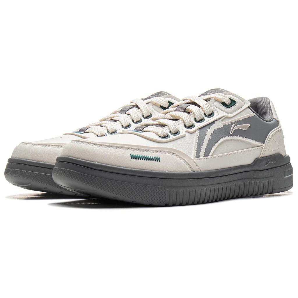 Li Ning Cyan Cloud Synthetic Leather Low Top Skateboard Shoes Men's White Gray AGCU349-1