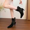 Autumn Winter Street Style Pointed Toe Women Ankle Boots Fashion Slip On Square Heels Shoes Female Modern Short Booties
