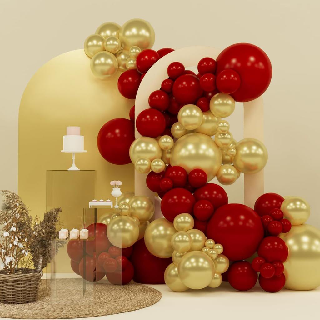 119pcs Red and Gold Balloons  18 Inch 12 Inch 10 Inch 5 Inch for Balloon Garland or Balloon Arch As Birthday Party Decorations