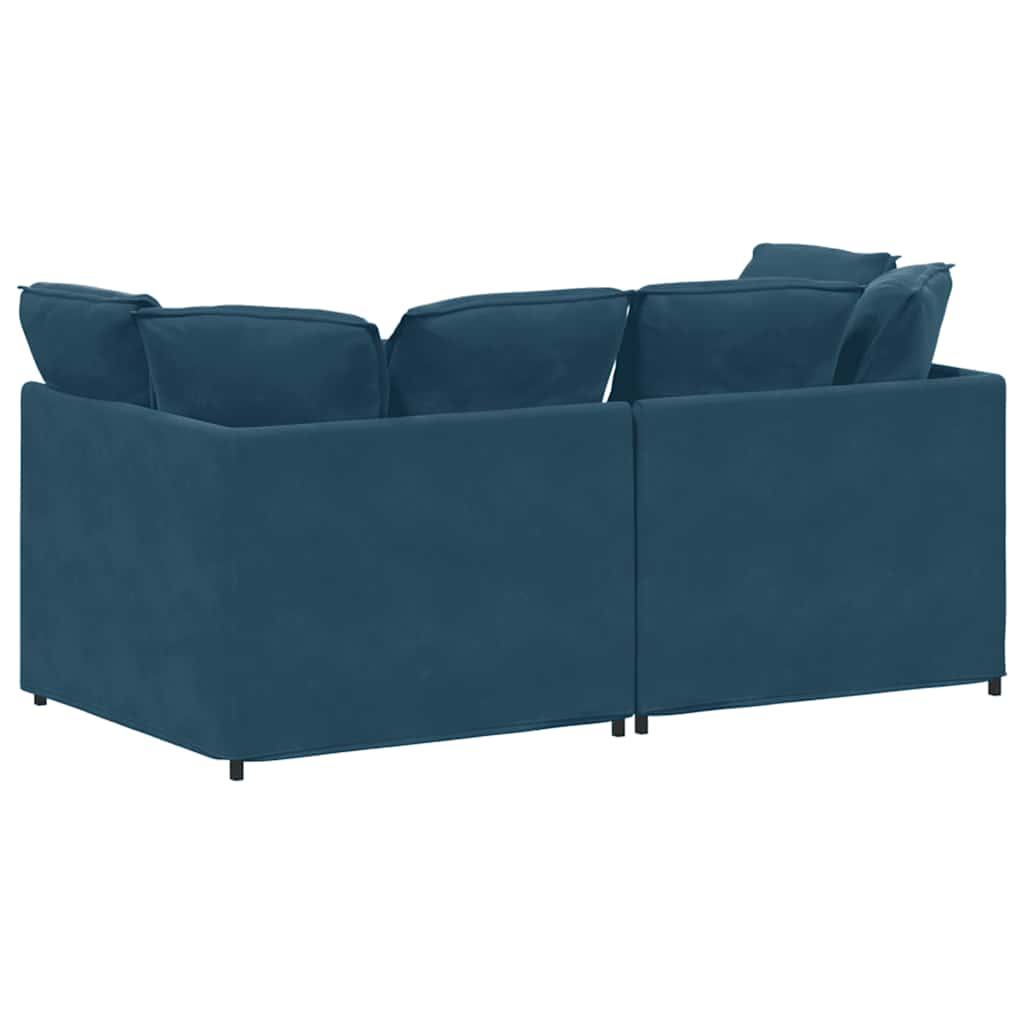 Modular Sofa with Cushions Velvet Blue