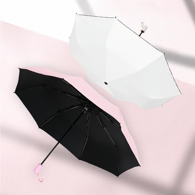 Three-fold eight-bone folding umbrella literary and creative vinyl sunscreen parasol windproof reinforced advertising umbrella sun umbrella