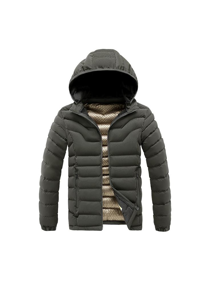 Light Cotton Coat Men's Winter Fashion Solid-colour Slim Removable Cap Thickened Hooded Comfortable and Versatile Jacket Men