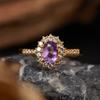 Non-Fading High-End S925 Sterling Silver 18K Gold Natural Amethyst Lucky Treasure Ring Women'S Simple Jewelry