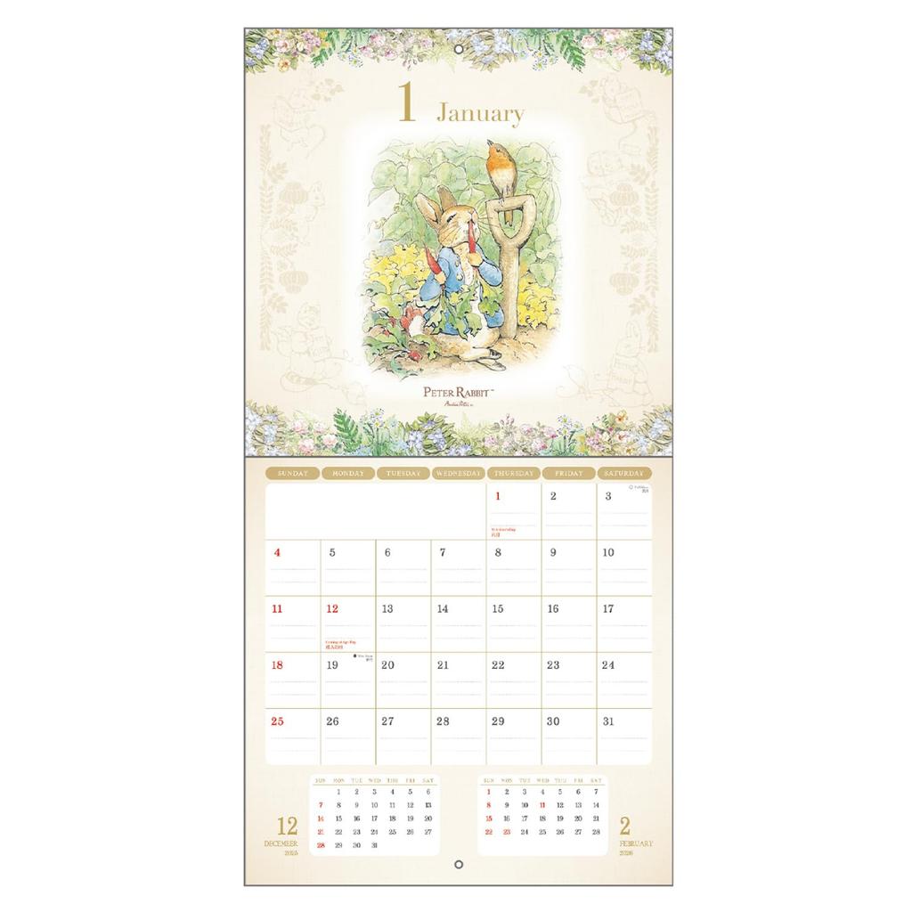 Gakken Stafle 2026 Peter Rabbit Wall Calendar Starts In January 2026 AM15038,