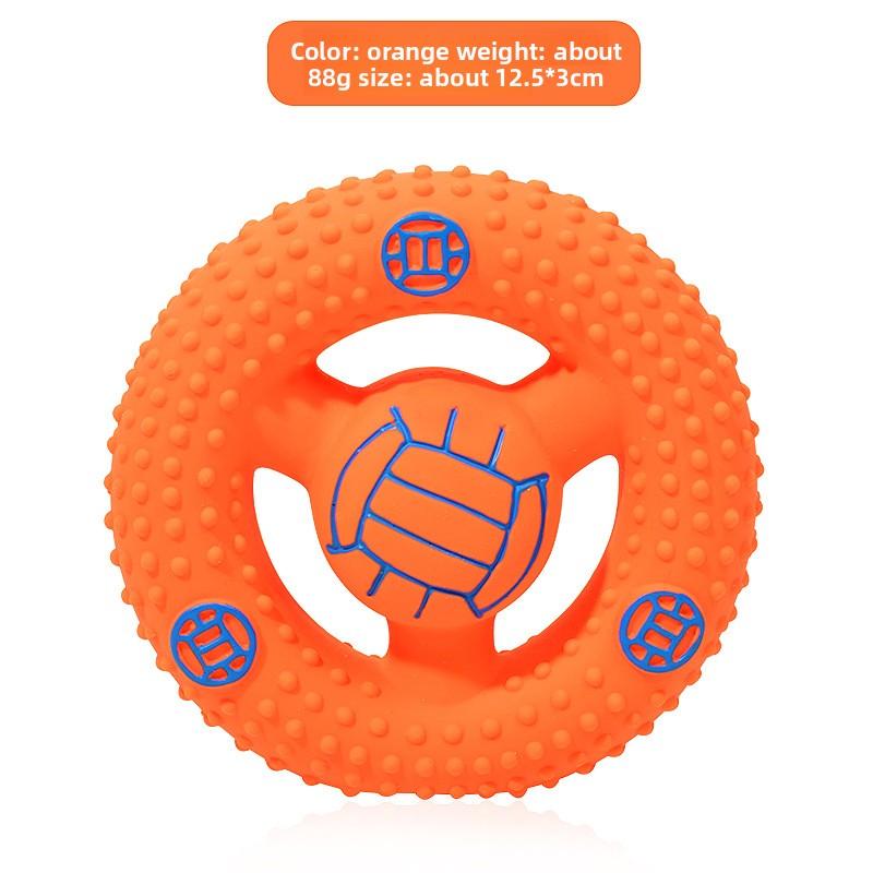 Pet Latex Toy Football Basketball Steering Wheel Teething Toy for Relaxation and Entertainment Sound-producing Frisbee Dog Toy