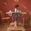 Jacquard Ethnic Style Red Tassels Table Runner, Christmas Kitchen Dining Table Decoration for Home Party Festival