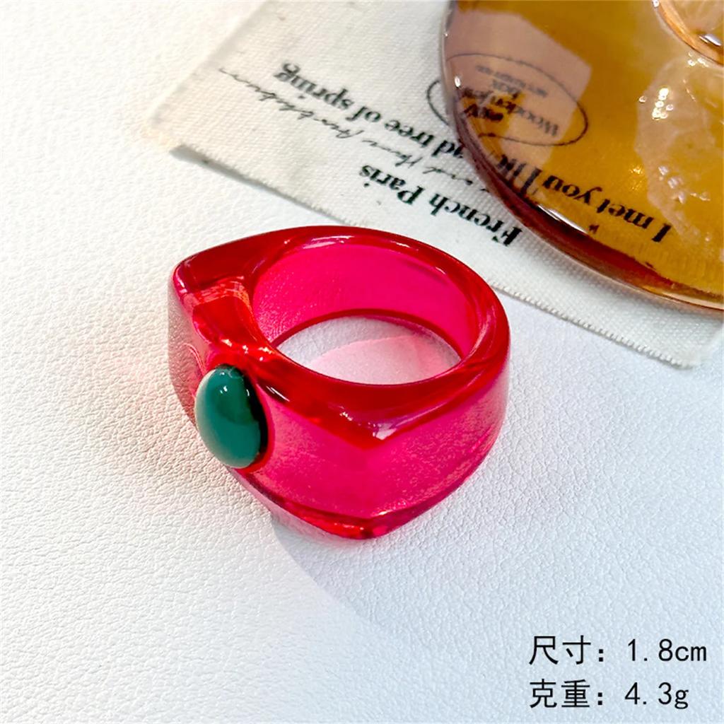 Fashion Simple Inlaid Colorful Y2k Resin Ring Women Sweet Cute Ins Birthday Party Hip Hop Commemorative Jewelry Rings Gift Women