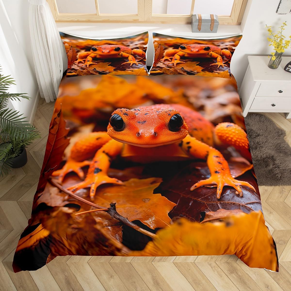 

Lizard Reptiles Duvet Cover Gift for Boys Girls Funny Gecko Bedding Set Full Queen Microfiber Cute Animal Theme Comforter Cover AU Queen(210x210cm)