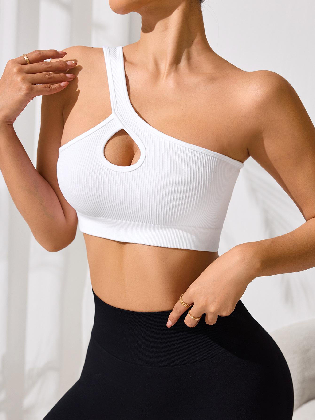 

Новый спортивный топ на одно плечо - Женский фитнес-топ для йоги и бега L