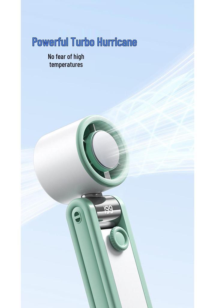 2026 High-Speed Handheld Fan with Digital Display, 199 Gears, Ice Pack Cooling, Turbine, Three-Fold Design & Lanyard.