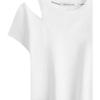 Calvin Klein Solid Color Round Neck Pullover Short Sleeve T-Shirt Women Tops Moonlight-White J223338-YAF