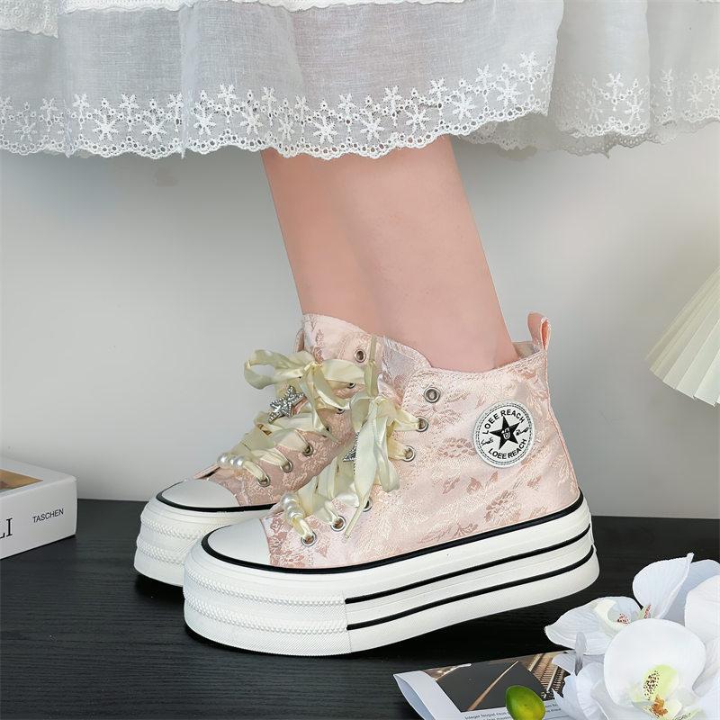 

Guofeng women s shoes 2025 summer new small white shoes embroidered canvas shoes versatile muffin platform casual heightening board shoes 35