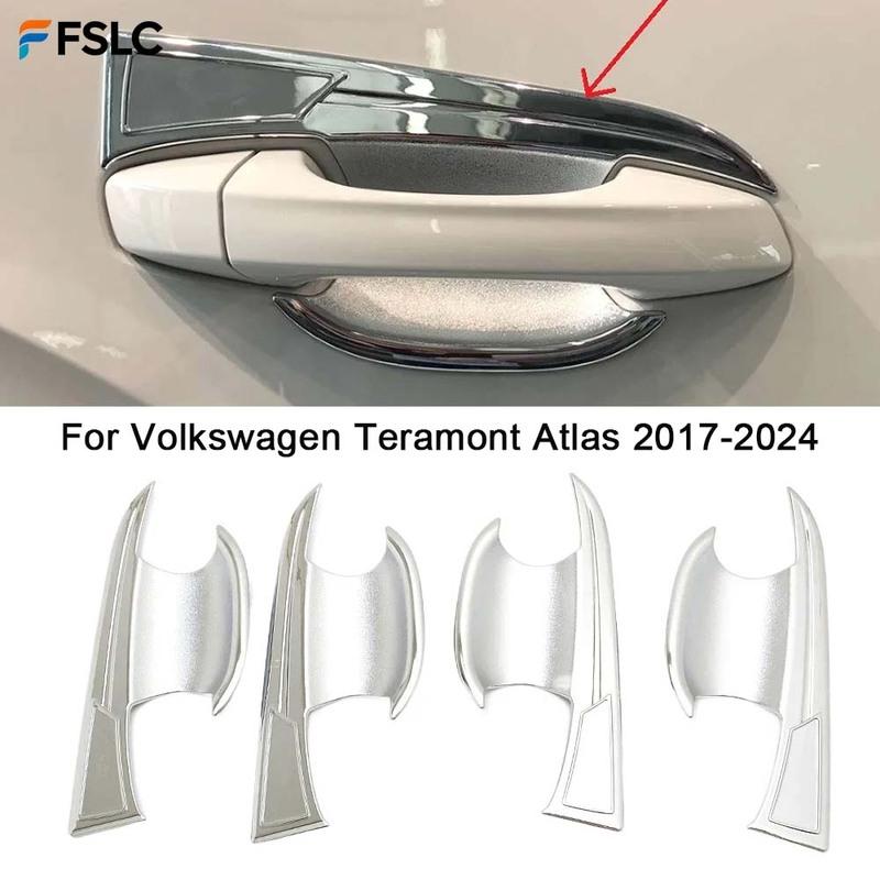 Car Upgrade Chrome Door Handle Bowl Cover Trim For VW Teramont Atlas 2017‑2024 Volkswagen Auto Exterior Car Accessories
