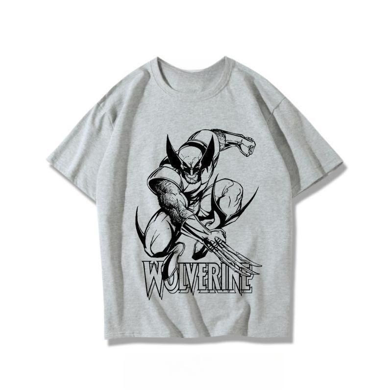 Genuine Iron Man Deadpool Joint Van Gogh Starry Sky T-Shirt Black Korean Version Cotton Loose Short Sleeve