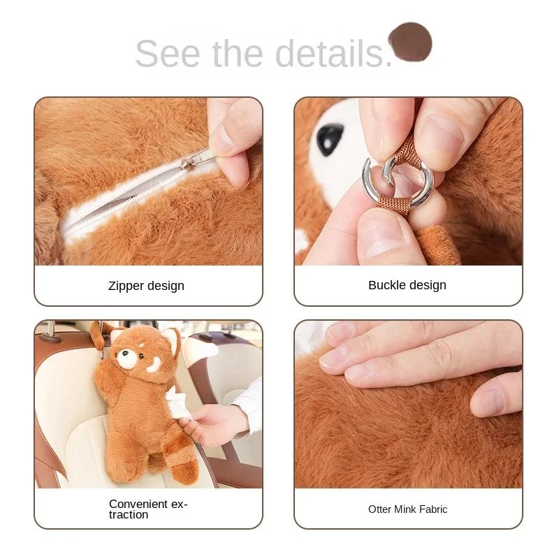 Seat back hanging car inside the car with bear tissue box Creative car supplies cartoon tissue set paper box cute
