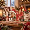 Christmas Tabletop Snowman Signs Wooden Table Decor, Vintage Centerpiece, Rustic HOME Letter Sign with Home Decorations Bird and Tree for Holiday