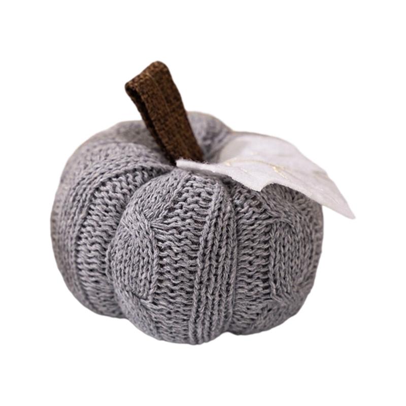 Handmade Crochet Pumpkin Decoration With Polyester Fabric Harvest Festival Shelf Display Accessory