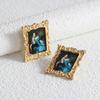Artistic Portrait Mona Lisa Earrings Geometric Design For Women Fashionable