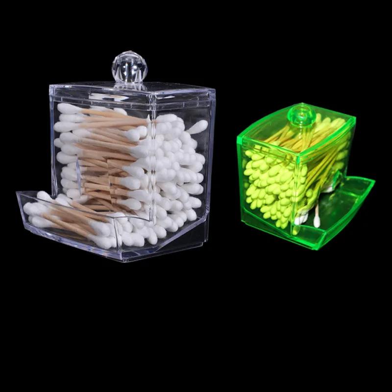 Cosmetic Storage Box New Acrylic Cotton Swabs Storage Holder Box Transparent Makeup Case Cosmetic Container