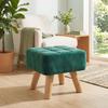 Velvet Square Padded Footstool - Dark Green