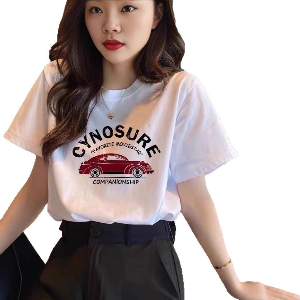 Large size fat mm women's pure cotton short-sleeved t-shirt women's spring and summer casual half-sleeved oversize loose couple top