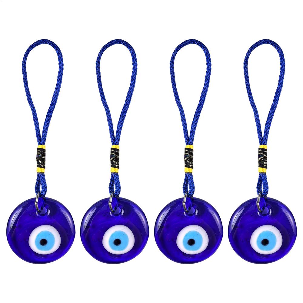 4pcs Evil Eye Pendant Glass Good Luck Decor Blue Evil Eye Beads Pendant For Home Office Car Living Room Bedroom Wall Dooration