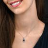 925 Sterling Silver Blue Rectangle Halo Pendant For Women, Elegant Emerald Cut Blue Sapphire Pendant For Her