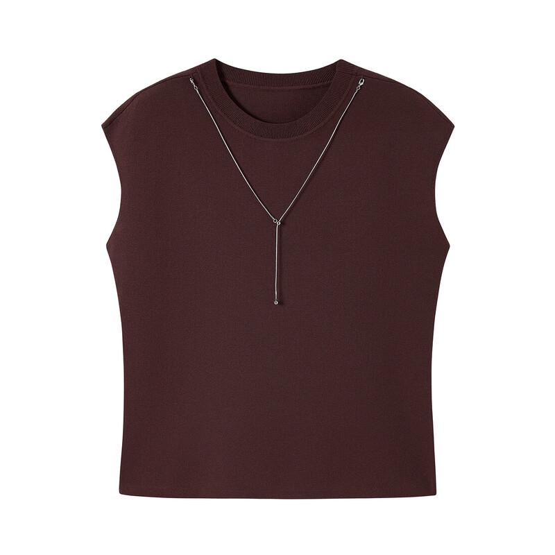 JUZUI Women's Minimalist Slim Fit Knitted Short Sleeve Top