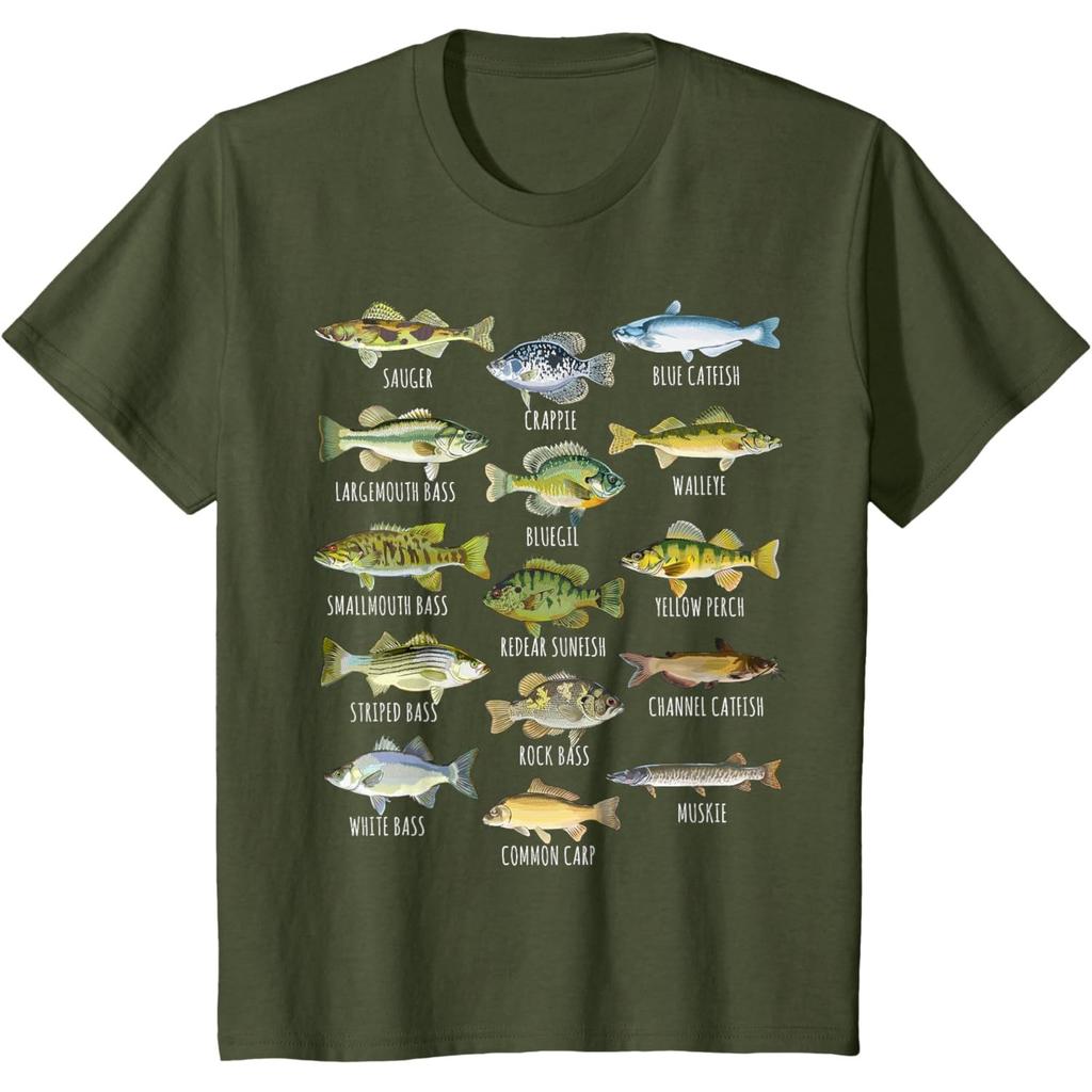 Kids Fish Species Biology Types of Freshwater Fish Fishing T-Shirt