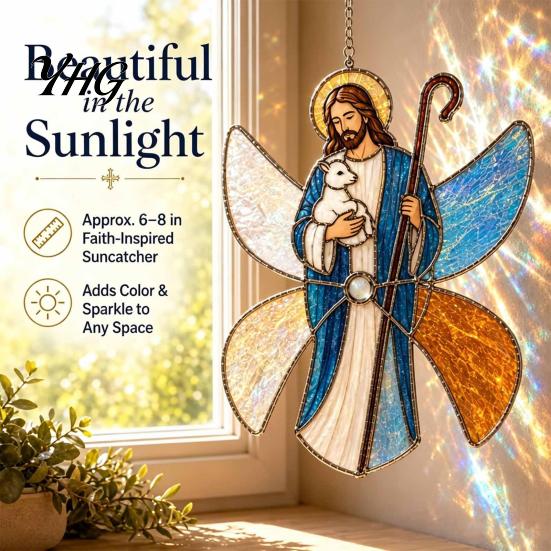 Complete Glass Assembly Set Christian Suncatcher DIY Kit, Stained Style Religious Sun Catcher, Relaxing Handcraft Gifts Iridescent Hanging Ornament