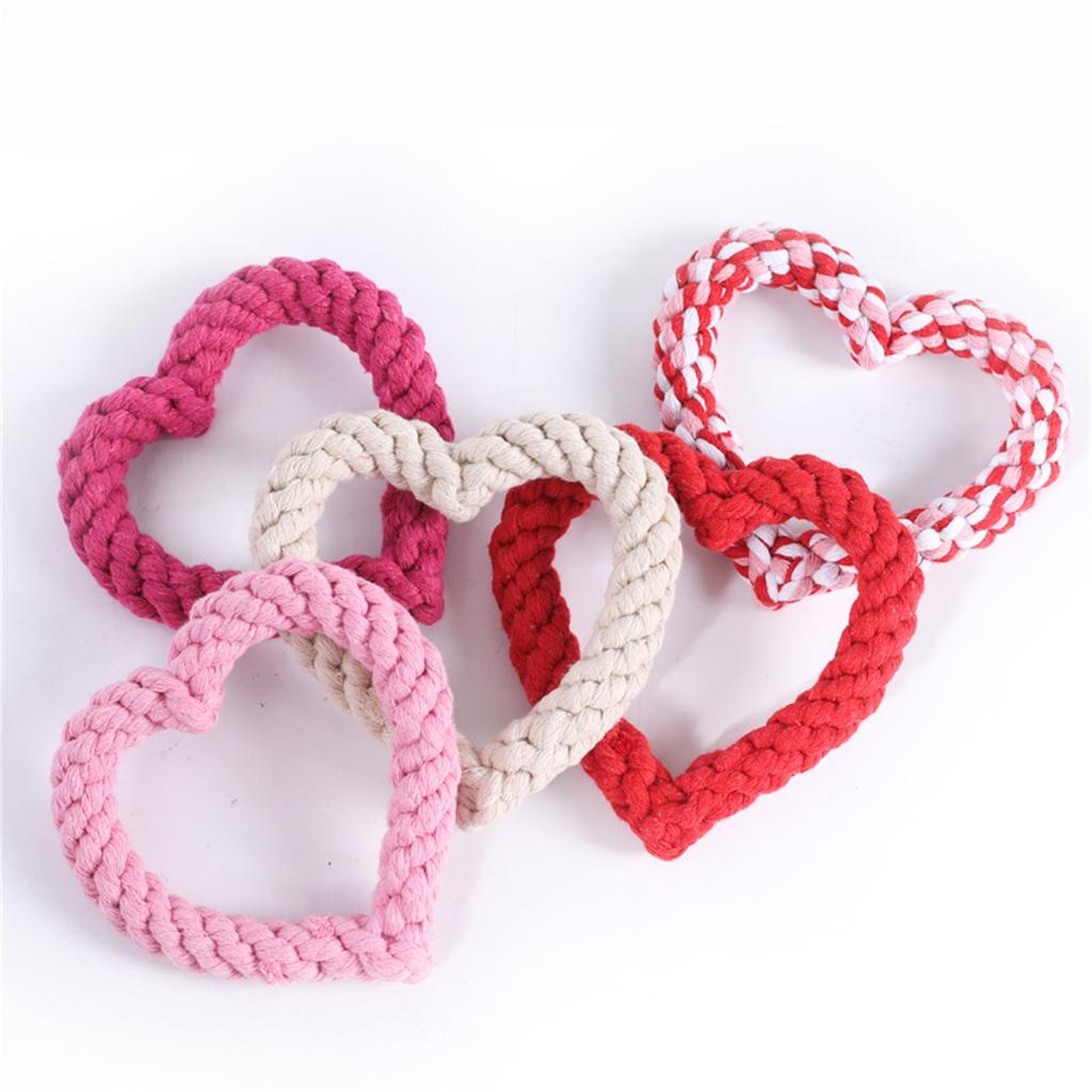 Lano ve tvaru srdce pro domácí mazlíčky, Bavlněné lano Hračky pro psy ve tvaru srdce na Valentýna
